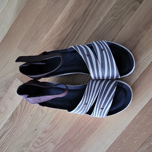 OTBT Montauk Tapioca Boho Ankle Strap Platform Wedge Leather Sandal 8.5M - Picture 2 of 11